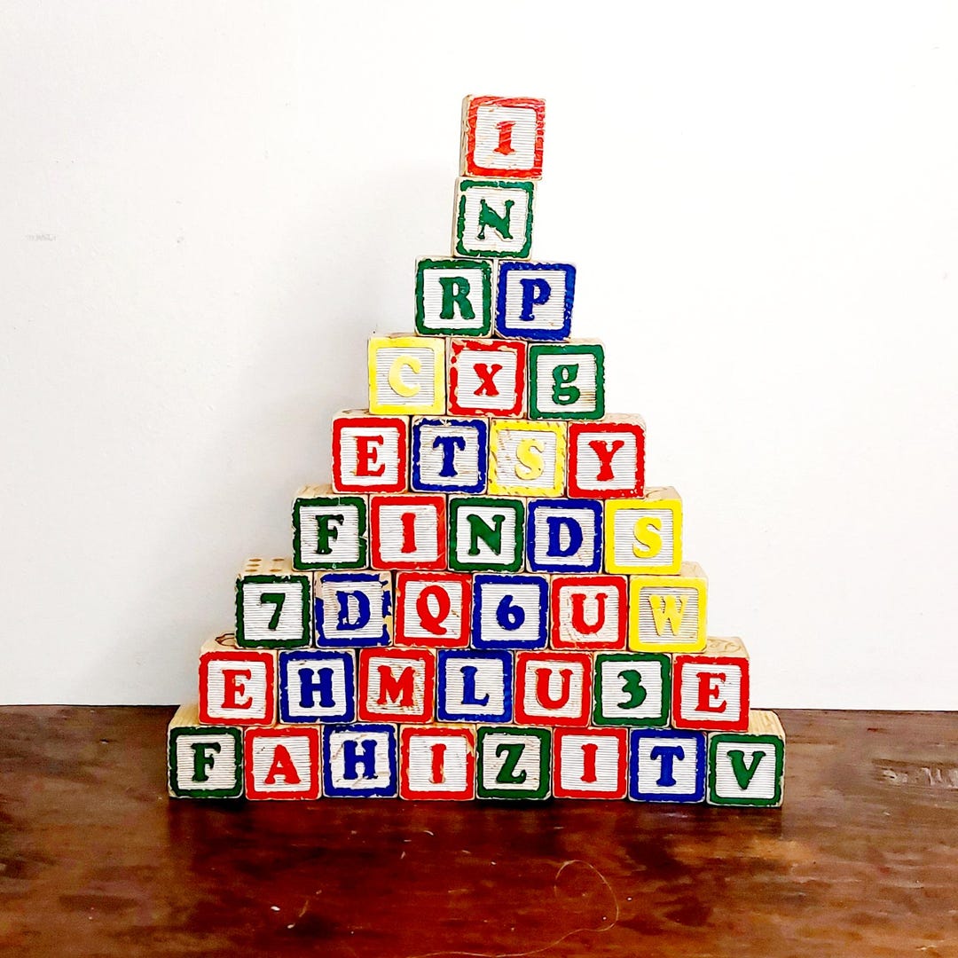 Vintage 1950s Wooden 37 Block Set - Etsy