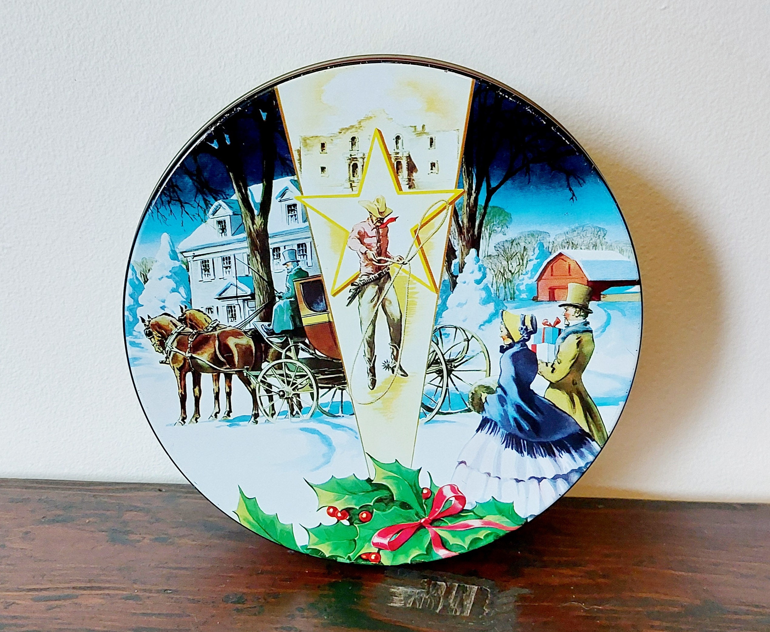 Vintage 1960s Collin Street Bakery Deluxe Fruit Cake Tin, Western