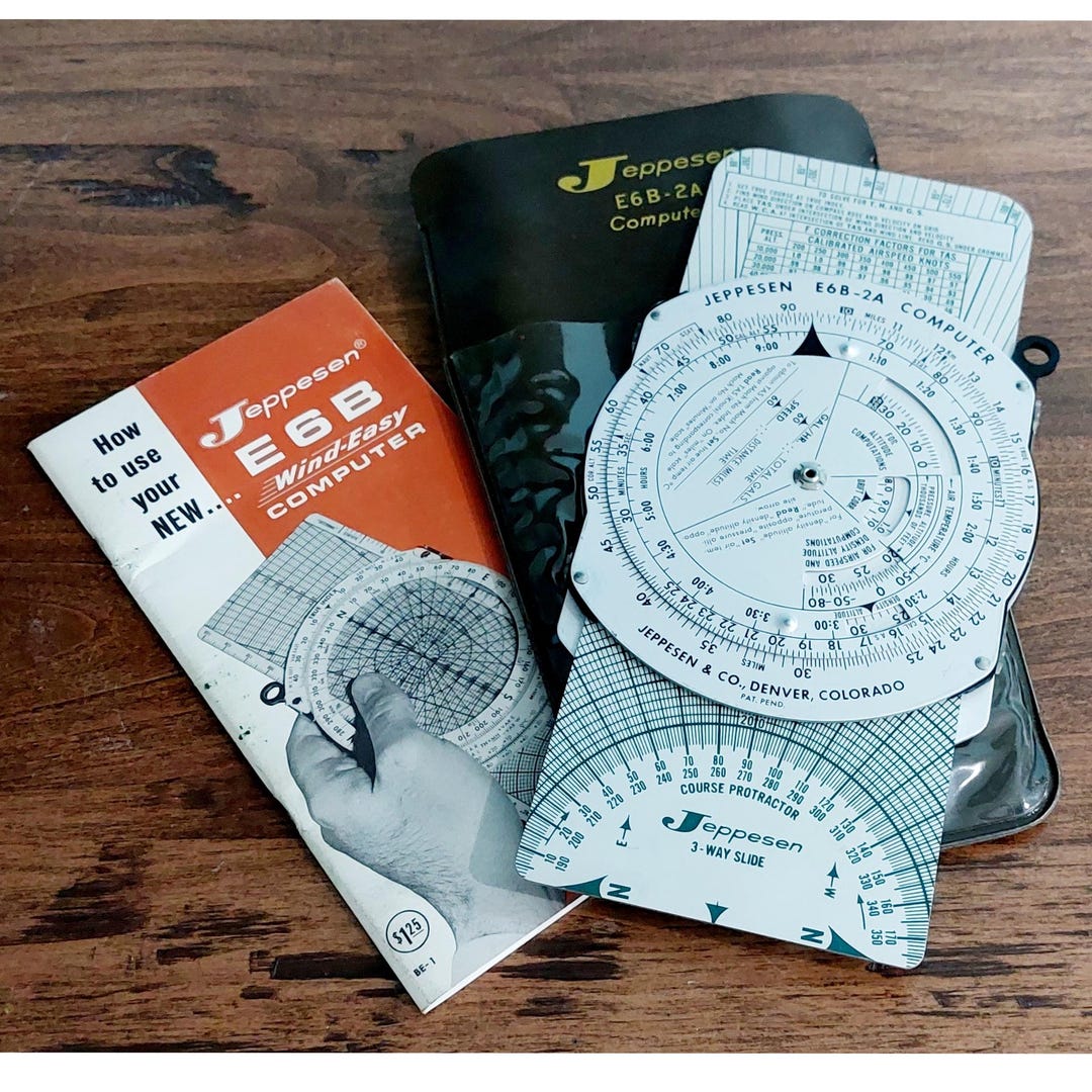 Vintage 1966 Jeppesen E6B Flight Computer Set Collectible Aviation Tool ...
