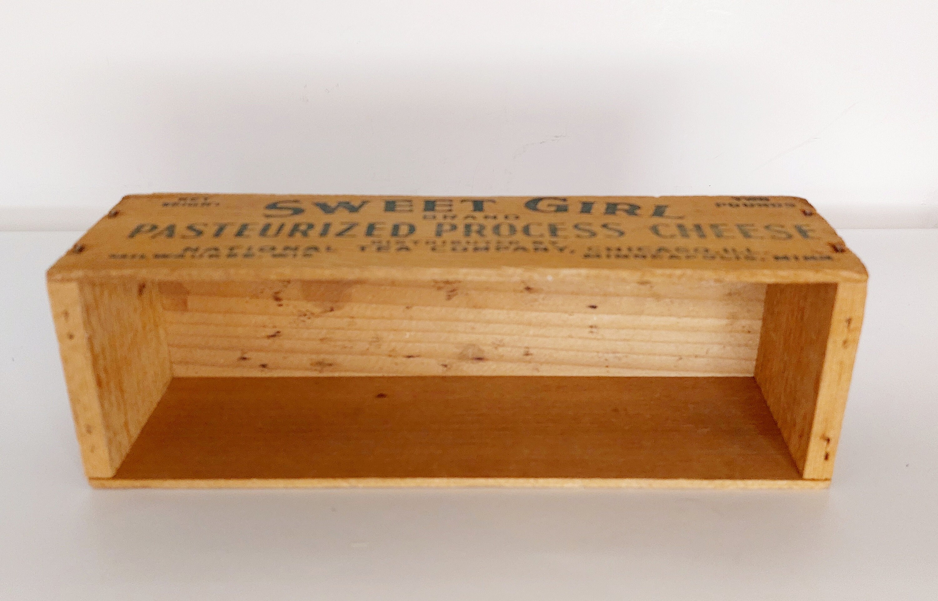 Vintage Wooden Sweet Girl Cheese Box Pasteurized Process Etsy