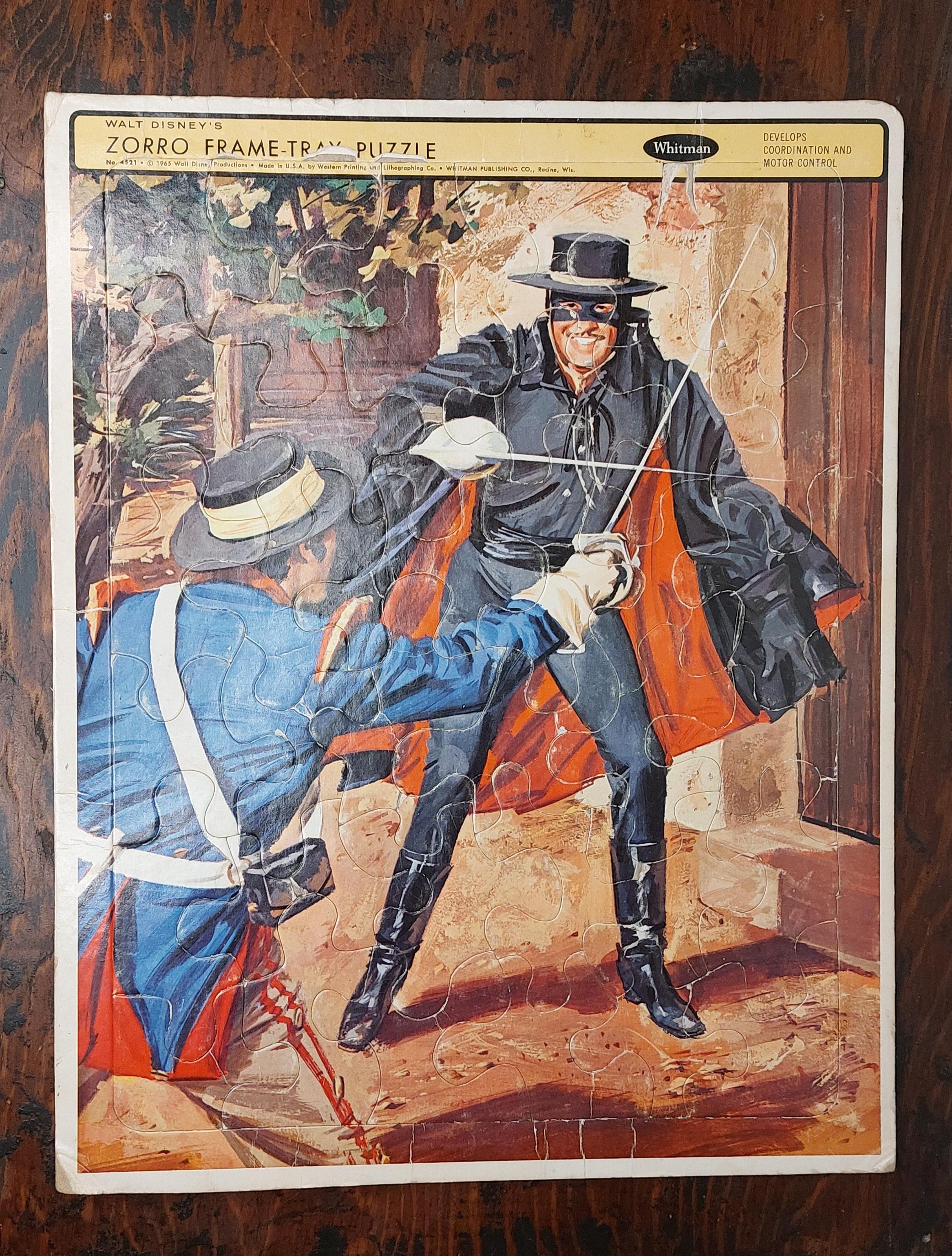 Vintage Walt Disney's 1965 Zorro Frame-tray Puzzle Whitman - Etsy