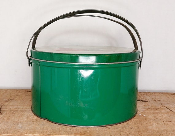 Vintage Oval Tin Litho Lunch Box Pail Double hand… - image 3