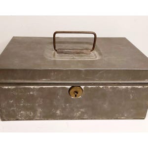 Vintage Metal Bank Lock Box - No Key