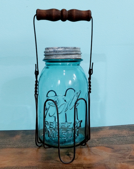 Vintage Wire Mason Jar Holder With Wood Handle 1930's Etsy