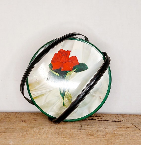 Vintage Oval Tin Litho Lunch Box Pail Double hand… - image 4