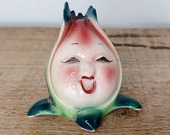 Vintage 1950's RARE Anthropomorphic Ceramic Flower Bulb Head Pepper Shaker Made In Japan