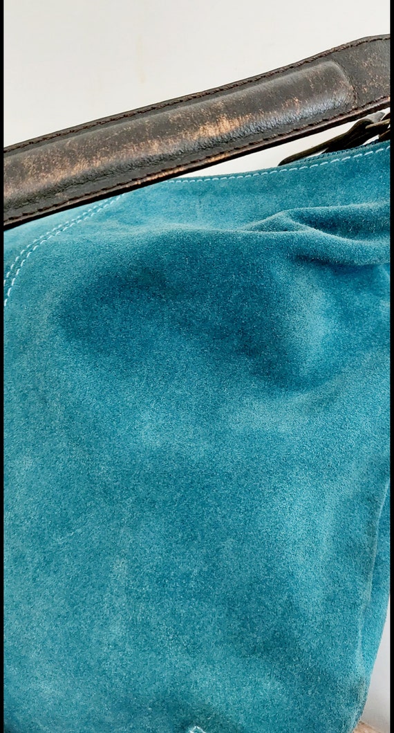 Vintage Italian Maurizio Taiuti Teal Suede Leathe… - image 9