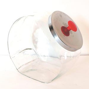 Vintage Anchor Hocking Country Store Glass Countertop Display Penny Candy Slanted Jar with Stainless Lid, FREE Shipping