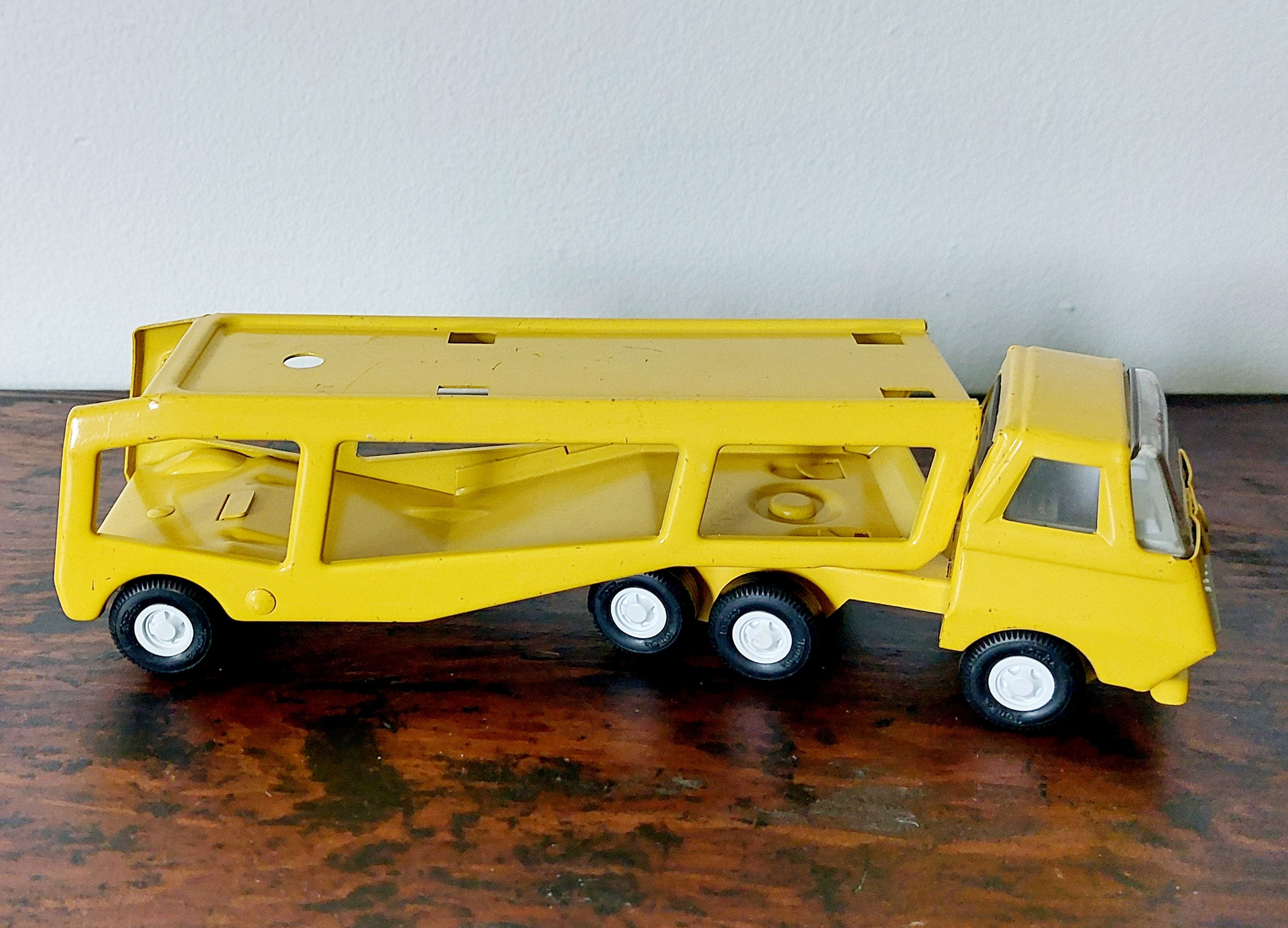 1970's Tonka Mini Car Carrier Truck Trailer Pressed Steel