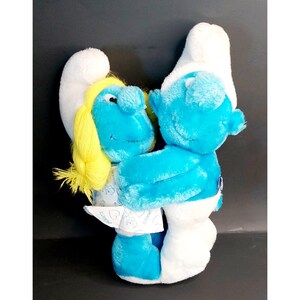 Vintage 1982  Smurf and Smurfette Hugging Plush Stuffed Toy