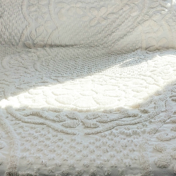 Couvre-lit Twin Chenille Blanc - Fabriqué Au Portugal - Belle Qualité