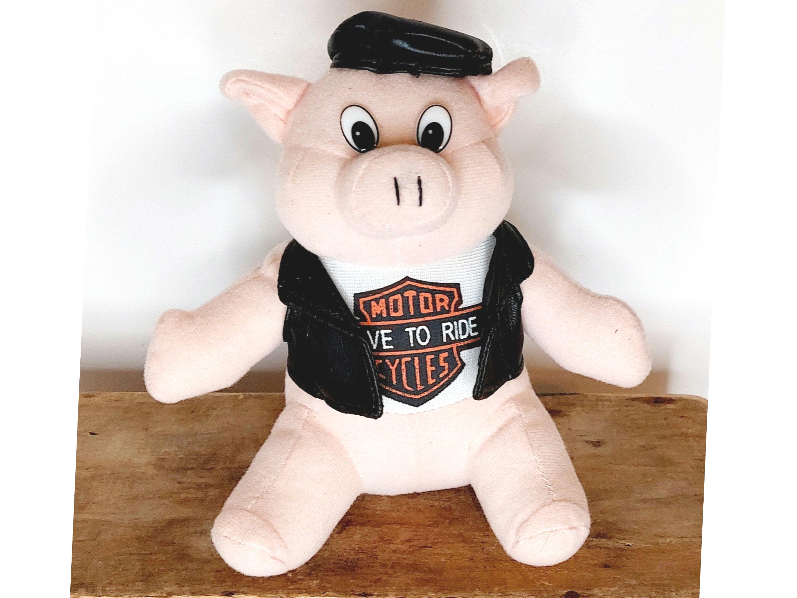 Vintage 1998 Harley Davidson Plush Stuffed Animal Pig Biker Hog
