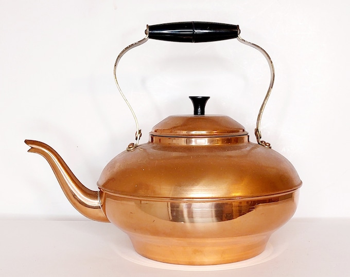Vintage Copper Tea Kettle Made in Portugal 1970s Etsy