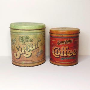 Vintage Ballonoff Metal Kitchen Flour and Coffee Canisters