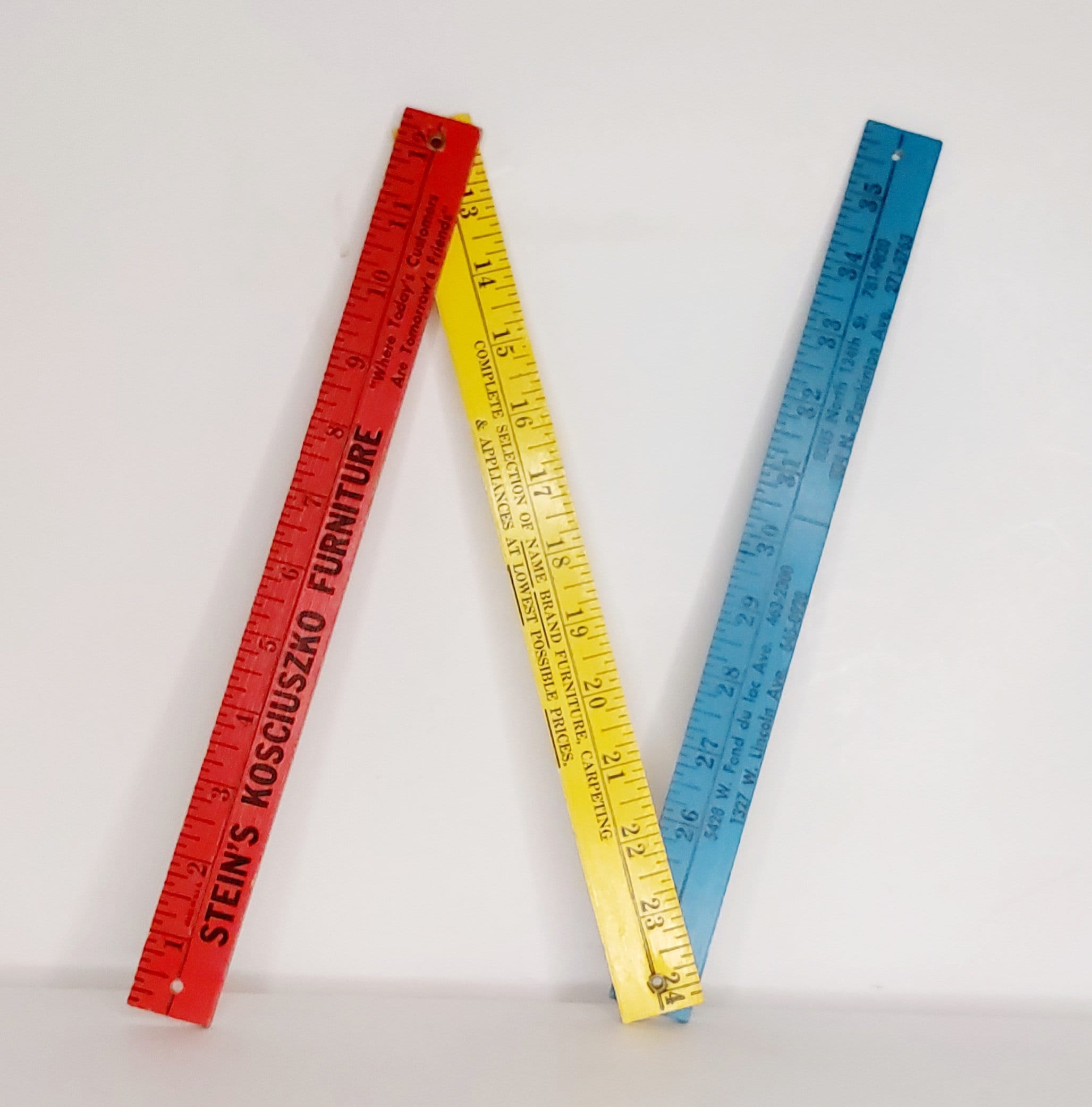 Vintage Folding Ruler Red Yellow Blue, Vintage Advertising Folding ...