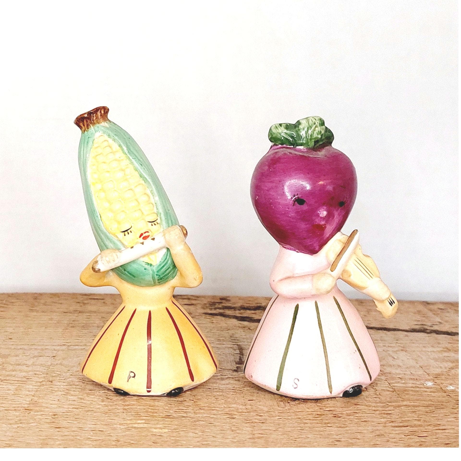 Napco Anthropomorphic Salt and Pepper Vegetable Shakers Corn