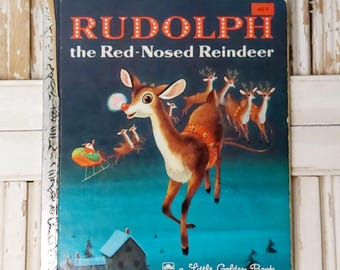 Vintage Rudolph The Red Nosed Reindeer Little Golden Book 1976