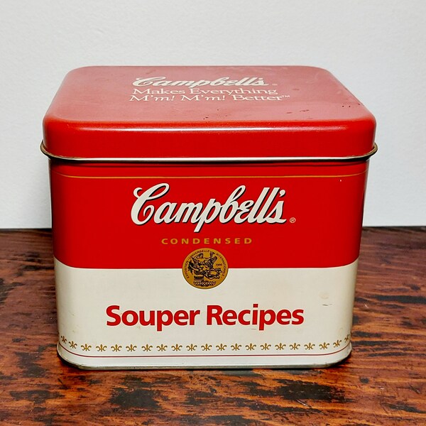 Vintage Campbell's Soup Souper Recipes Tin Empty Recipe Card File Box