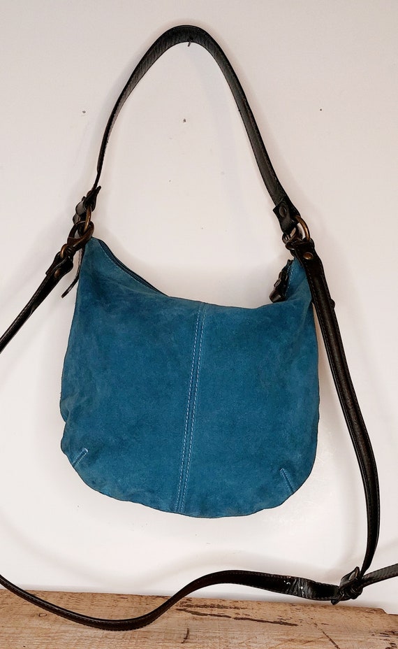 Vintage Italian Maurizio Taiuti Teal Suede Leathe… - image 3