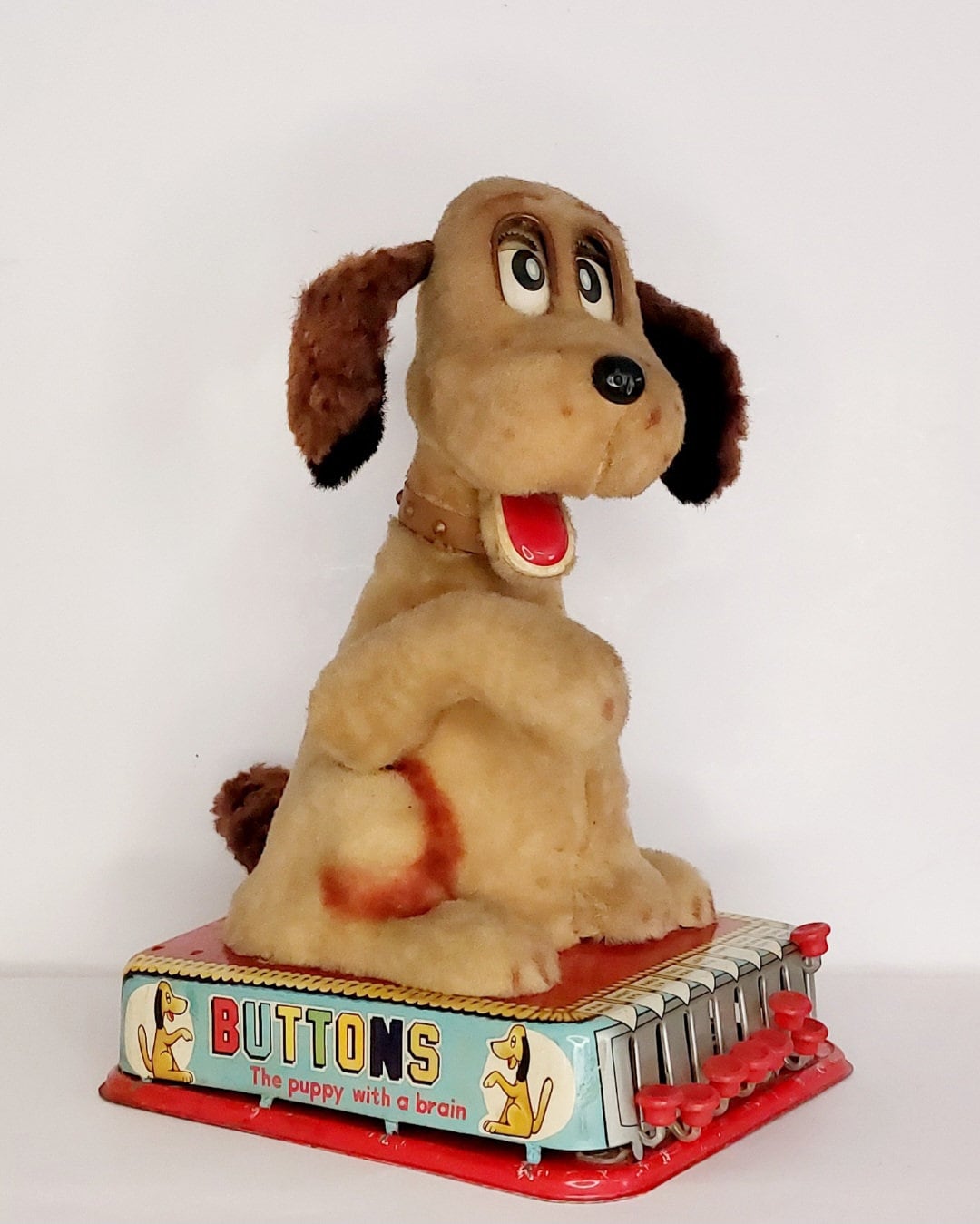 アニマルマシュマロ Vintage Marx 1961 Buttons Puppy With a Brain Tin Lithograph Toy