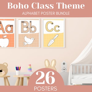 Boho Theme: Alphabet Posters, Printable Posters, Classroom Decor, Instant Download