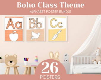 Boho Theme: Alphabet Posters, Printable Posters, Classroom Decor, Instant Download