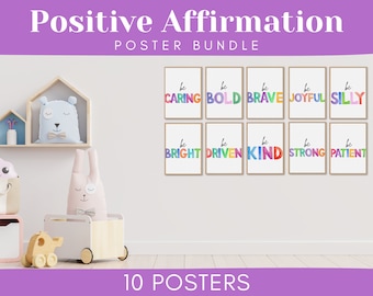 Positive Affirmation Poster Bundle, Growth Mindset, Printable Decor, Kid's Decor, Classroom Posters, Instant Download