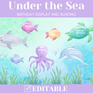 Under the Sea Theme: Editable Birthday Display Board, Printable Classroom Decor, Instant Download