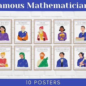 Famous Mathematicians Posters, Classroom Decor, Printable Classroom Posters, Instant Download
