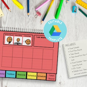 Hoogwaardig bewerkbaar flipboek met tabbladen met sociale verhalen en visueel schema, tokenbord, tool voor speciaal onderwijs, direct downloaden