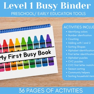 Printable Preschool Busy Binder Digital Download, Early Education, Classroom Materials, Printable Learning Binder, Instant Download