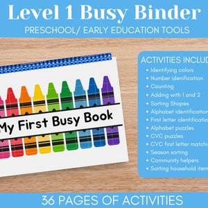 Printable Preschool Busy Binder Digital Download, Early Education, Classroom Materials, Printable Learning Binder, Instant Download