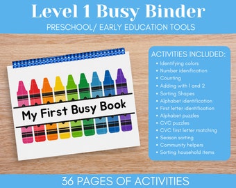 Printable Preschool Busy Binder Digital Download, Early Education, Classroom Materials, Printable Learning Binder, Instant Download