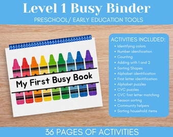 Printable Preschool Busy Binder Digital Download, Early Education, Classroom Materials, Printable Learning Binder, Instant Download