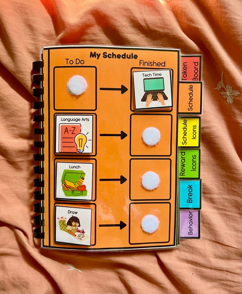 Editable Visual Schedule and Token Board Tabbed Flipbook Etsy
