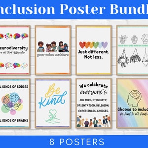 Pacote de pôsteres de inclusão, neurodiversidade, educação especial, download instantâneo, decoração para impressão
