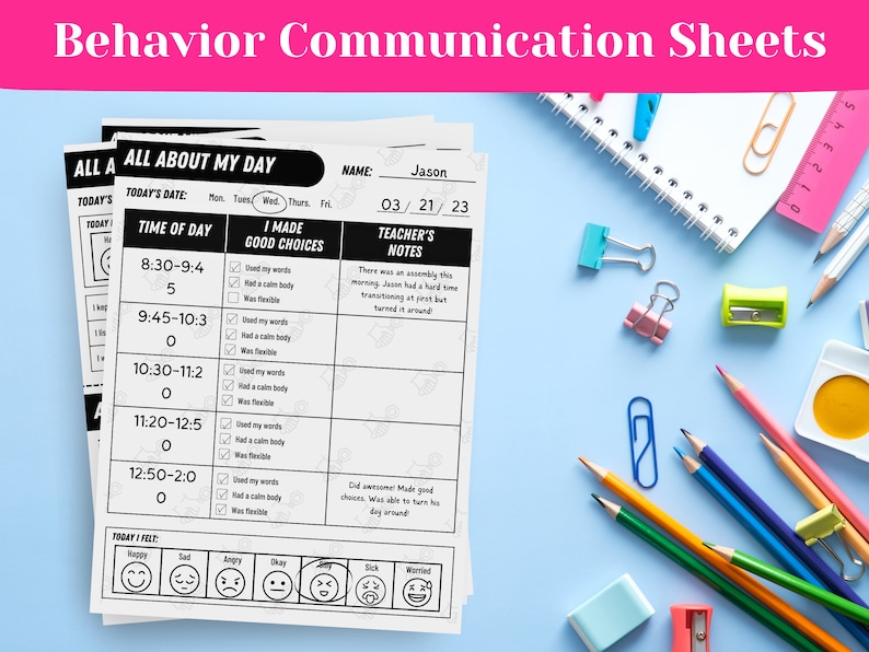Editable Social-emotional and Behavior Communication Sheets, Special ...