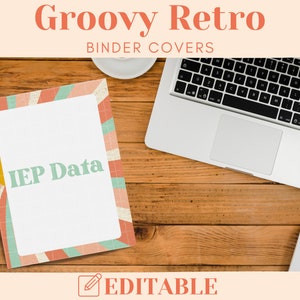 Groovy Retro Editable Binder Covers, Instant Download, Printable Classroom Decor