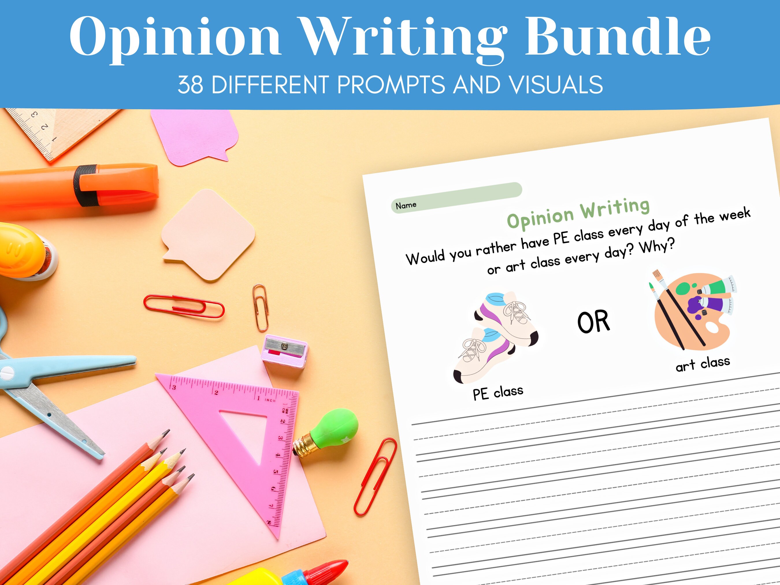 Opinion Writing Bundle, 36 Essays, Classroom Activity, Opinion Essay, 2nd-4th Grade Standards