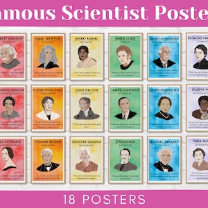 Carteles de científicos famosos, aulas STEM, decoración del aula, descarga instantánea