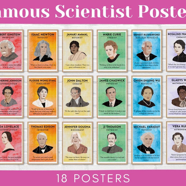 Famous Scientists Posters, STEM Classroom, Classroom Decor, Instant Download