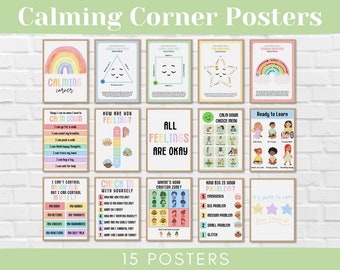 Calming Corner Poster Bundle, Instant Download, Social Emotional Learning, Classroom Decor