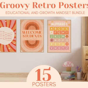 Groovy Retro Theme: Poster Bundle, Printable Classroom Decor, Instant Download