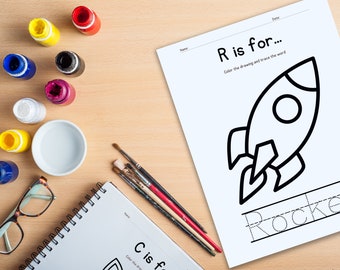 Alphabet Tracing and Coloring Bundle, Kindergarten Activities, Preschool Work, Instant Download