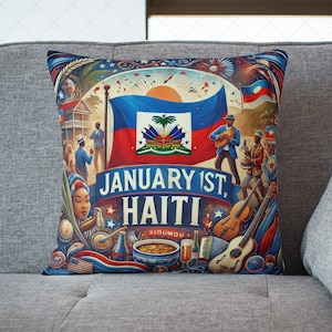 Haitian Heritage Decorative Pillow: Celebrate January 1st Independence Day and Soup Joumou Day