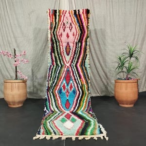 Gorgeous Moroccan Runner Rug - berber Colorful Runner Rug - Authentic Moroccan Pink rug -Striped Wool Runner - Kitchen Rug runners Washable