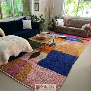 ARTISTIC WOOL RUG -Custom All Sizes Rug- Beni Ourain Colorful Carpet - Hand Tufted Geometric Rug - Wool Shaggy Rug - Abstract wool rug 9x12