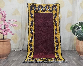 Moroccan Hand Knotted Berber Rug : Vintage Boujaad Colorful Carpet - bathroom And hallway rug
