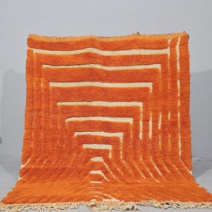 Orange Beni Mrirt Rug livingroom -Orange  Beniourain rug -Amazing Beni Mrirt Orange Rug -Handmade Rug -Berber Carpet-Genuine Wool Rug 10x14