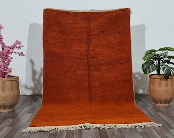 AMAZING MINIMALISTIC RUG -Gorgeous Beni Ourain Orange Custom Rug -Bedside boujaad Rug-wool Orange Shaggy Rug -Orange Rug,beniourain sofa rug